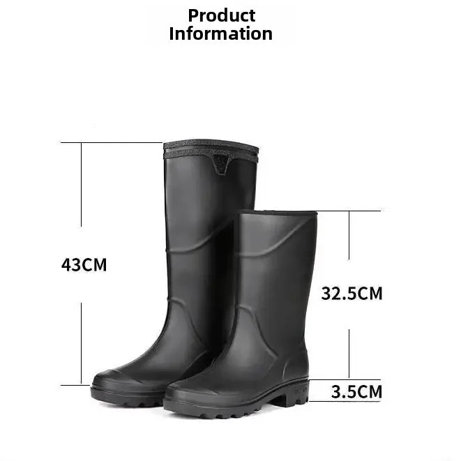 Men’s Waterproof Rubber Work Boots – Mid-Calf PVC Rain Shoes with Safety Design